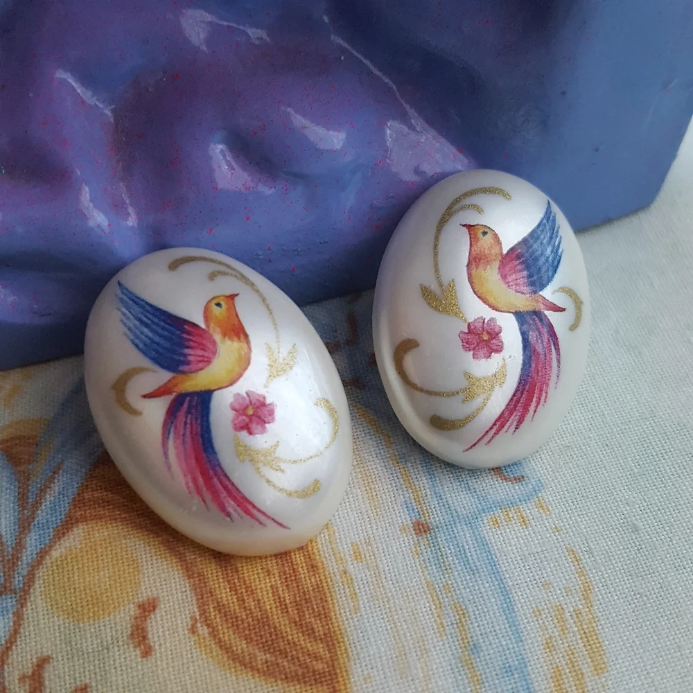 🌙Vintage 🐦 Pearlescent Bird Statement Earrings
